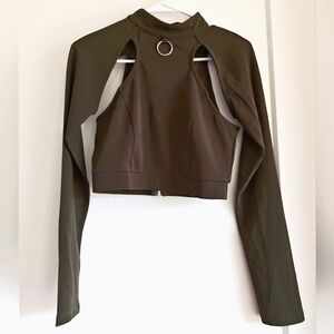 Olive Green Cutout Crop Top